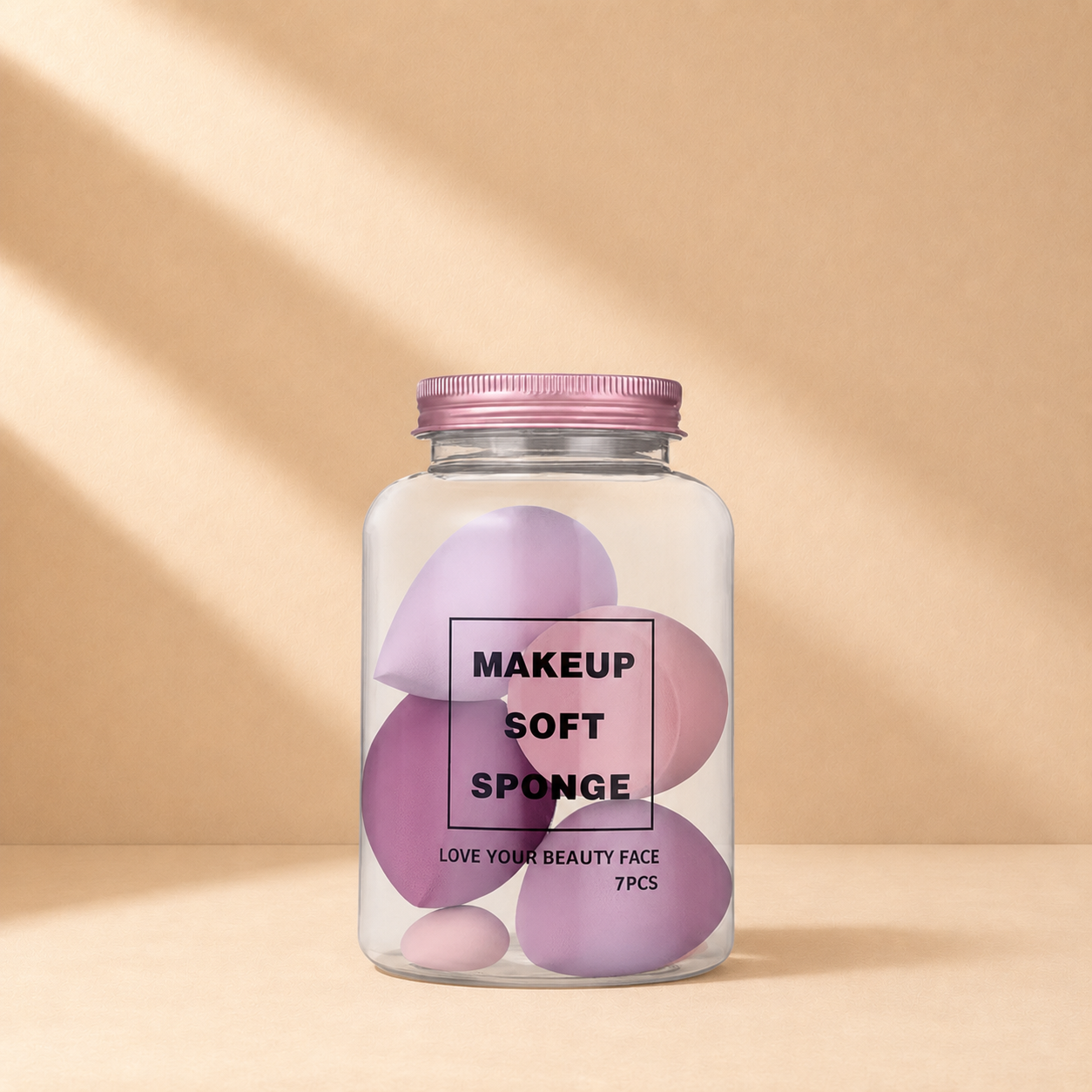 Allure 7-Piece Makeup Sponge Jar 4 Full Size & 3 Mini Blenders (7Pcs)