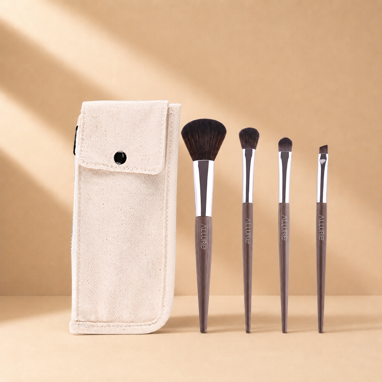 Allure Chocolate brown makeup brush set (set of 4)