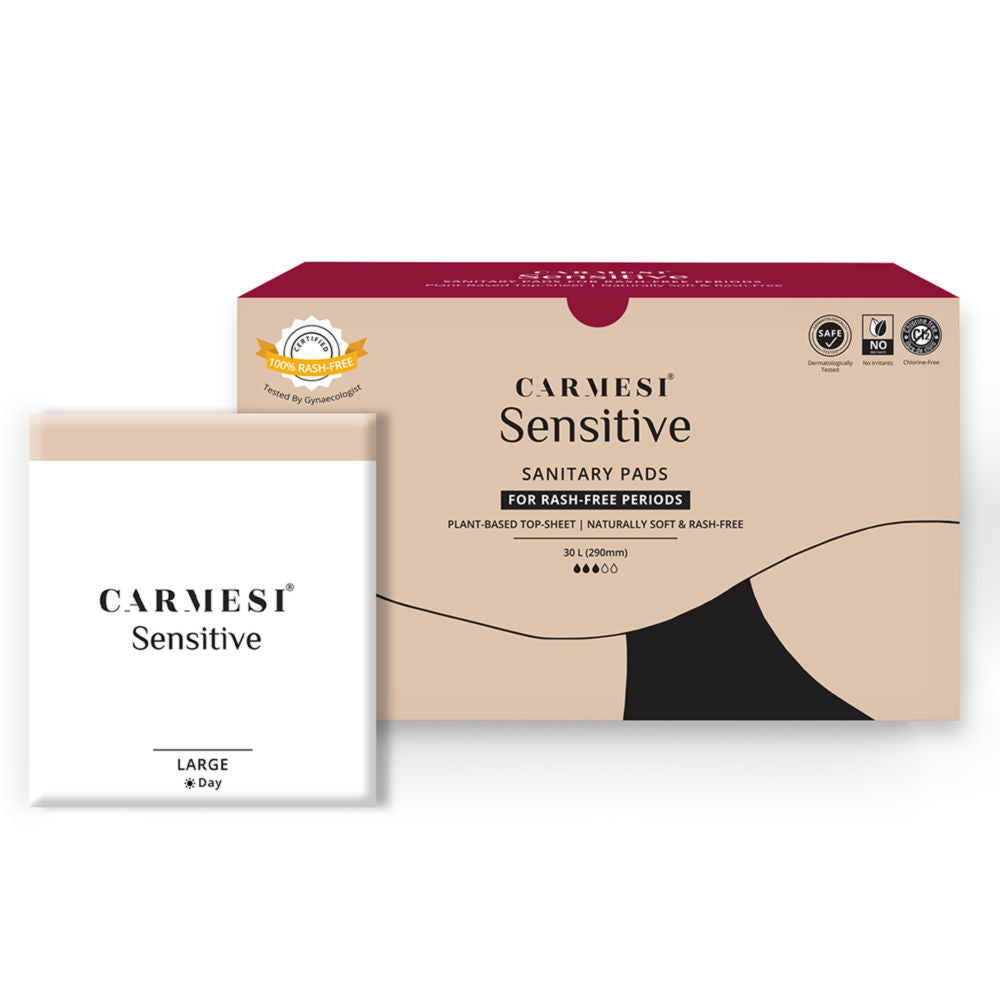 Carmesi Sensitive Sanitary Pads - Certified 100% Rash-Free - With Disposal Bags - 30 L