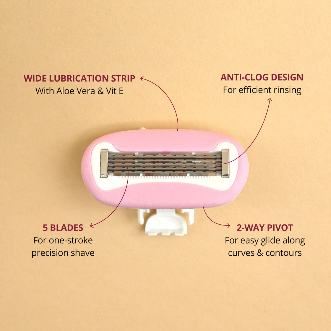 Carmesi Body Razor Refill Cartridge for Women's Hair Removal - 5-Blade Precision - Pack of 2