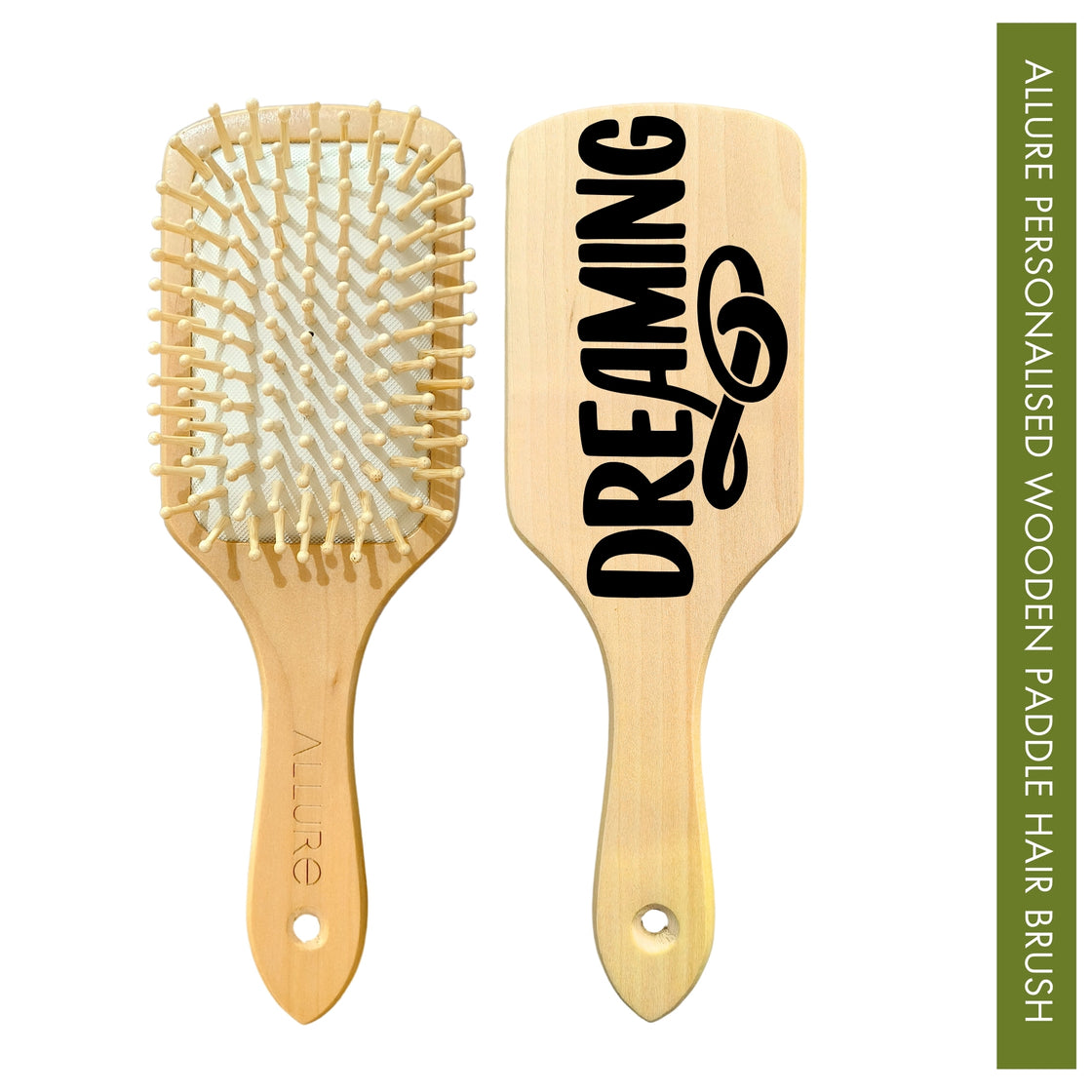  Allure Personalised wooden paddle hair brush with dreaming print