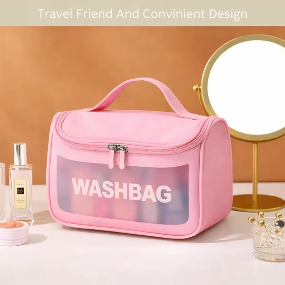 Allure Transparent Travel Toiletry Bag - Pink