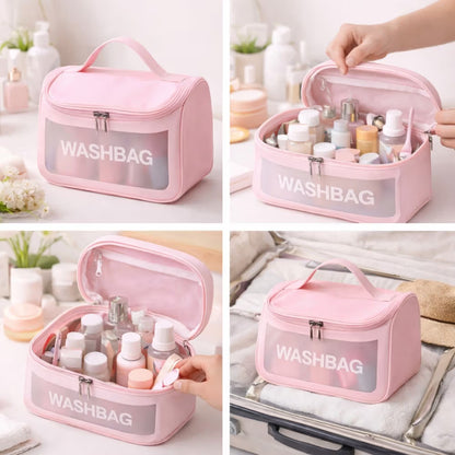 Allure Transparent Travel Toiletry Bag - Pink