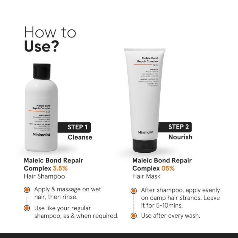 Minimalist Maleic Bond Repair Complex 3.5% Hair Shampoo With Ceramide, Coconut Oil & Betaine