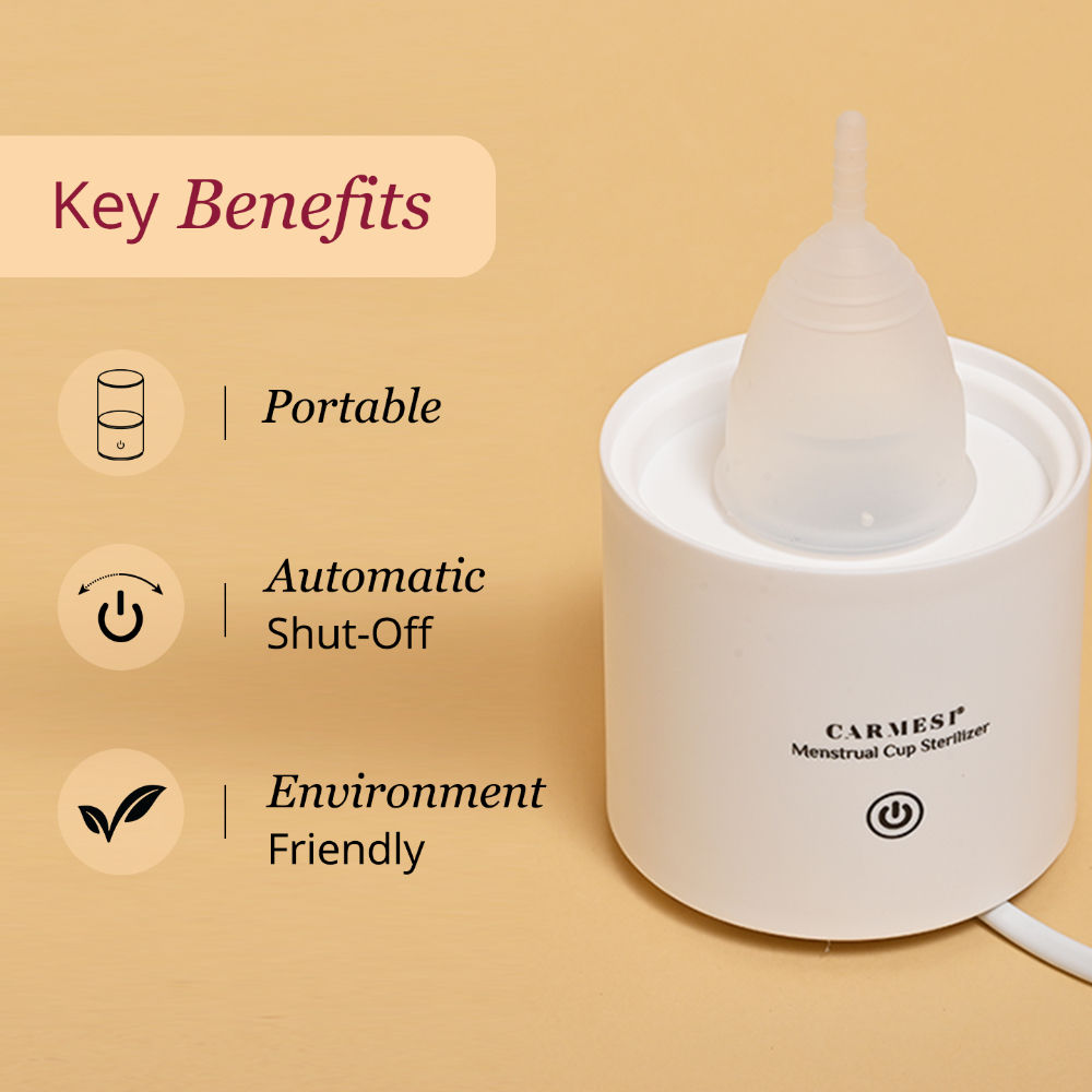 Carmesi Menstrual Cup Sterilizer - Kills 99% Germs - Portable & Automatic Turn-Off - Pack of 1