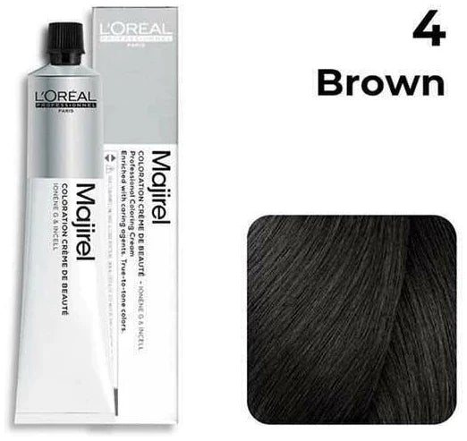 Loreal Professional Majirel Hair Color 4No. Brown 2pcs + Oxydant Developer (500ML) +Allure Dye Brush HD-01