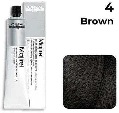 Loreal Professional Majirel Hair Color 4No. Brown 2pcs + Oxydant Developer (500ML) +Allure Dye Brush HD-01