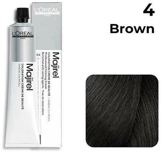 Loreal Professional Majirel Hair Color 4No. Brown 2pcs + Oxydant Developer (500ML) +Allure Dye Brush