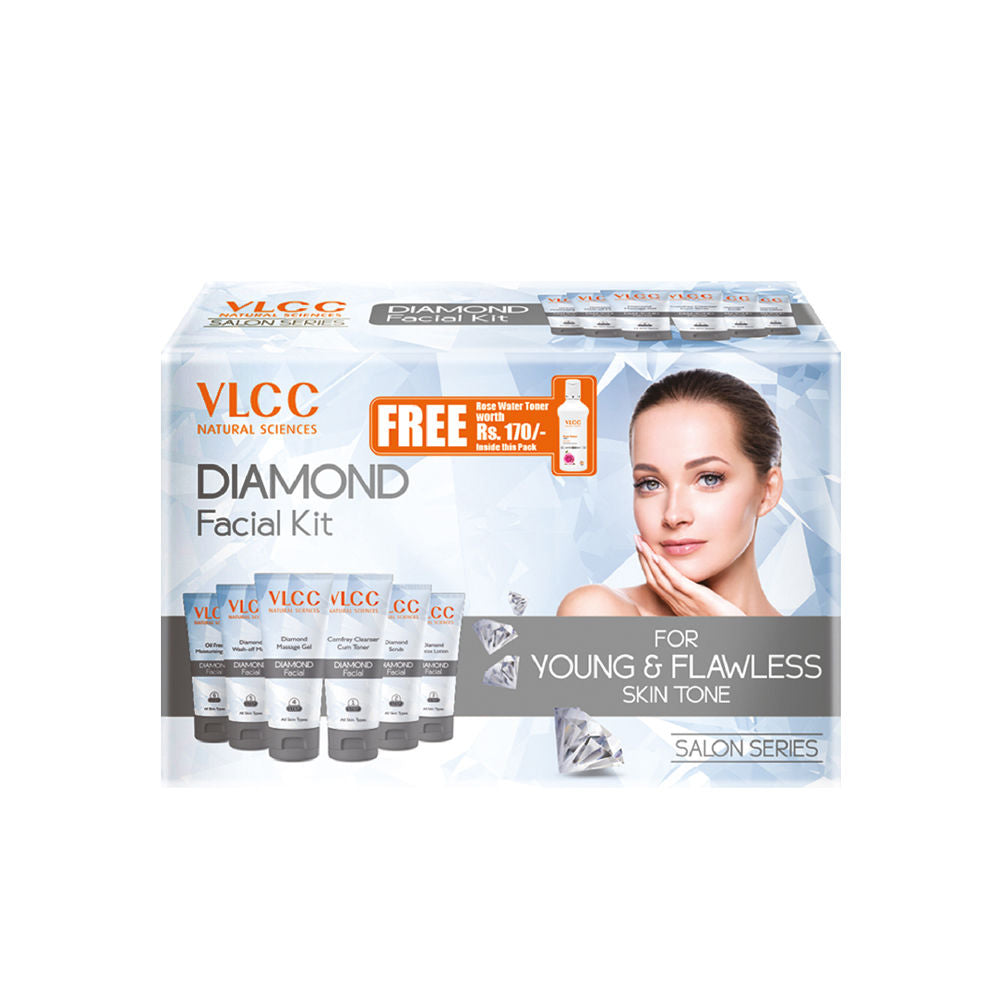 VLCC Diamond Facial Kit + FREE Rose Water Toner Worth Rs 170 (300g + 100ml)