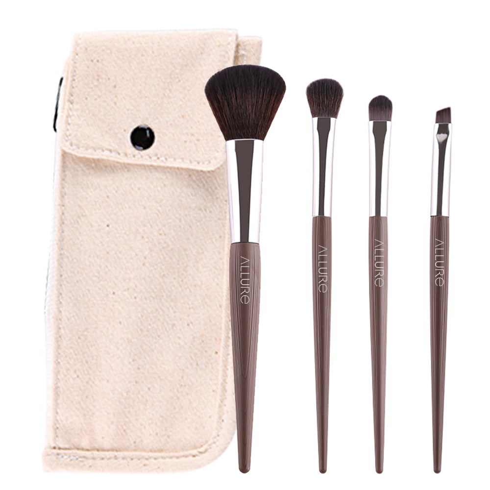 Allure Chocolate Brown Makeup Brush Set Of 4