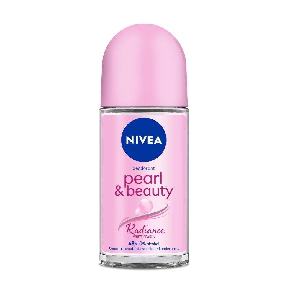 Nivea Pearl & Beauty Radiance Deo Roll On For Women, 48 Hr Odor Protection, 0% Alcohol