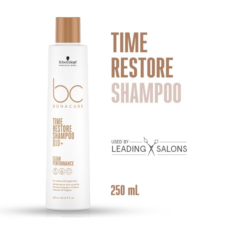 Schwarzkopf Professional Bonacure Time Restore Shampoo With Q10+ - For Mature Hair (250ML)