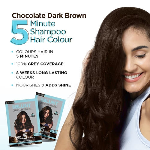 Chocolate Dark Brown 5 Minute Shampoo Hair Colour - 20Ml X 5 (Pack Of 2)-3