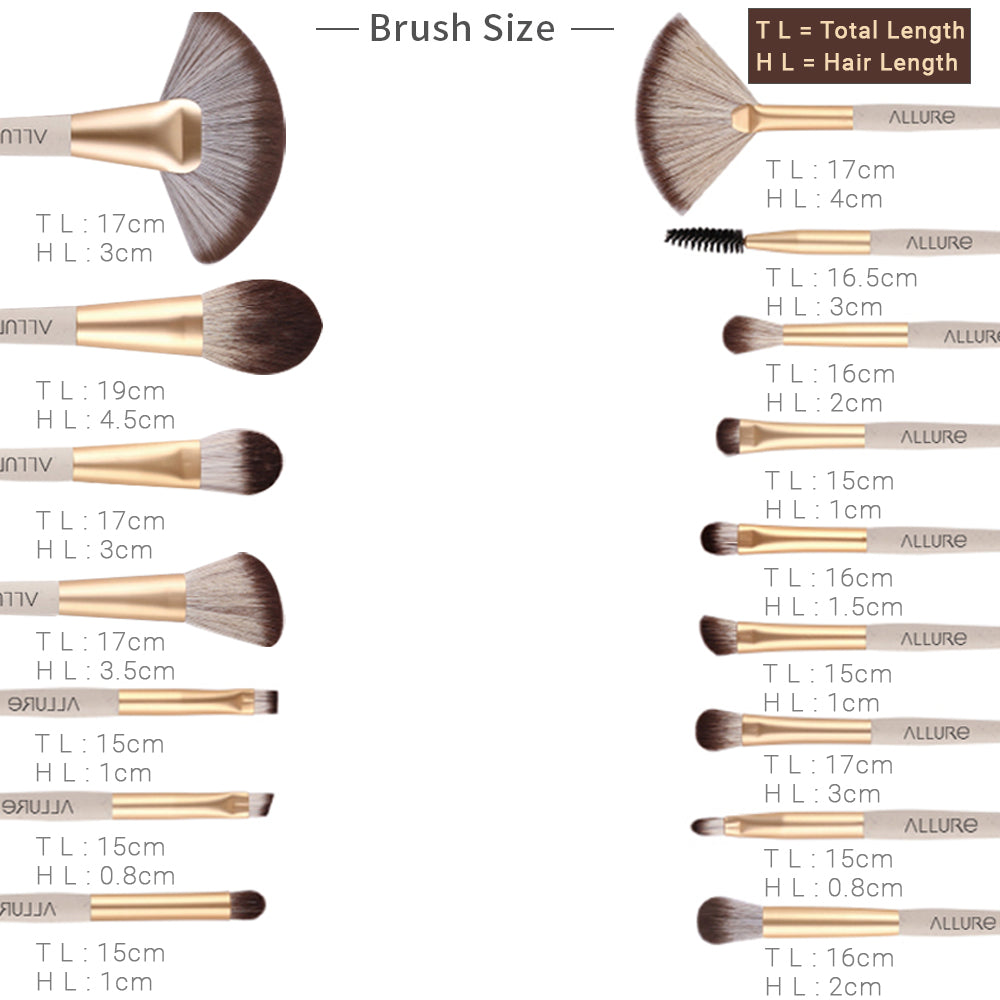 Allure Beige Pro Makeup Brush Set Of 16 With Suede Pouch-4