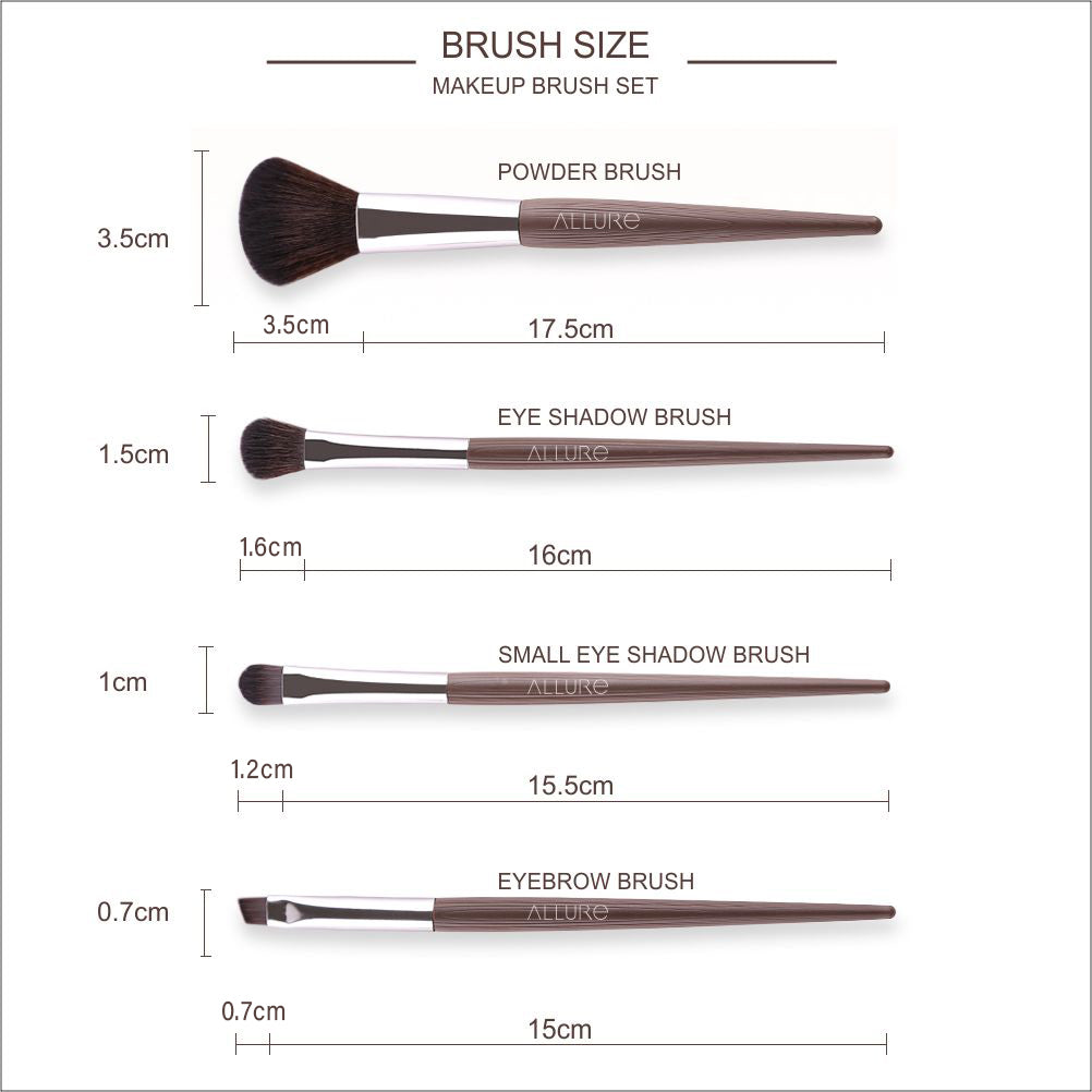 Allure Chocolate Brown Makeup Brush Set Of 4-2