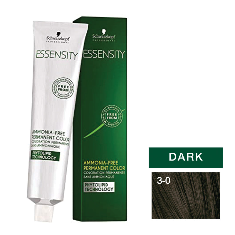 Schwarzkopf Essensity Hair Color 3-0 Dark Brown 2pcs + Developer + Allure Dye Brush HD-01 Combo