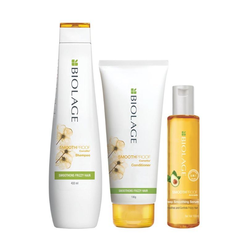 Matrix Biolage Frizz-free Hair Regime with Smoothproof Shampoo 400ml, Conditioner 196g & Serum 100ml
