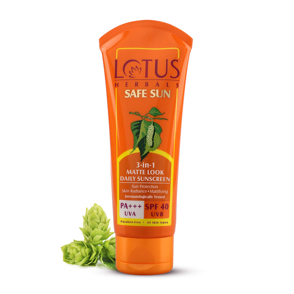 Lotus Herbals Safe Sun 3 In 1 Matte-Look Daily Sunscreen SPF 40 PA+++ 100g