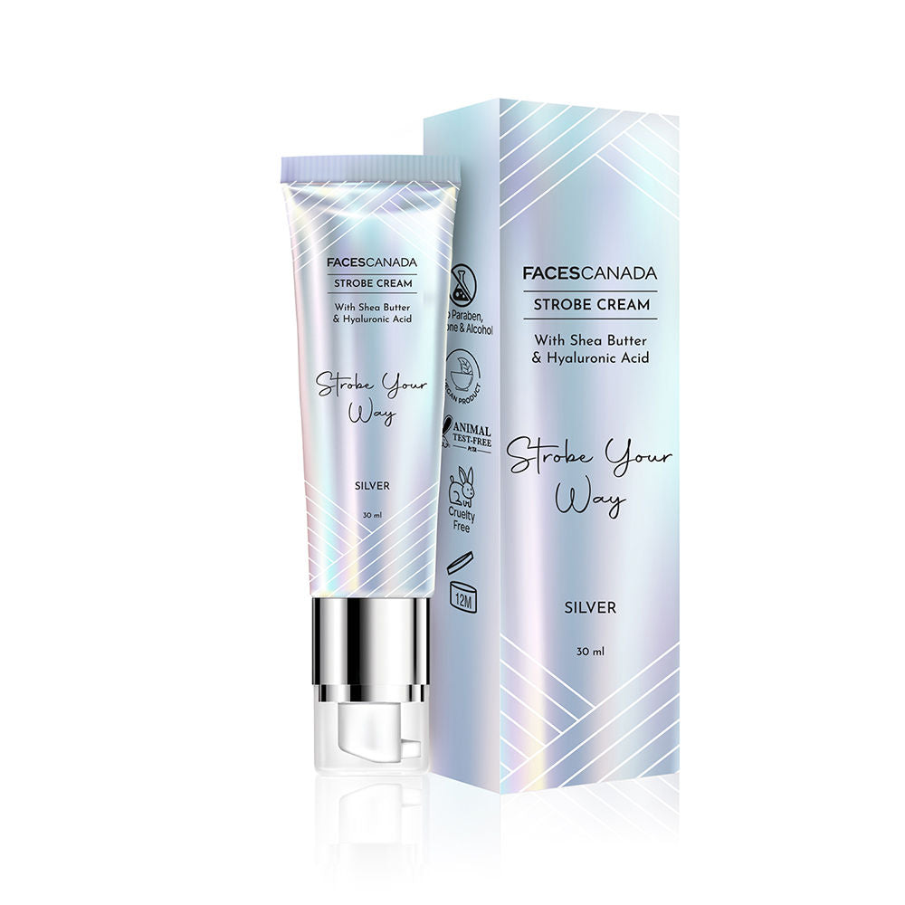 Faces Canada Strobe Cream With Hyaluronic Acid & Shea Butter For Instant Hydration - Silver