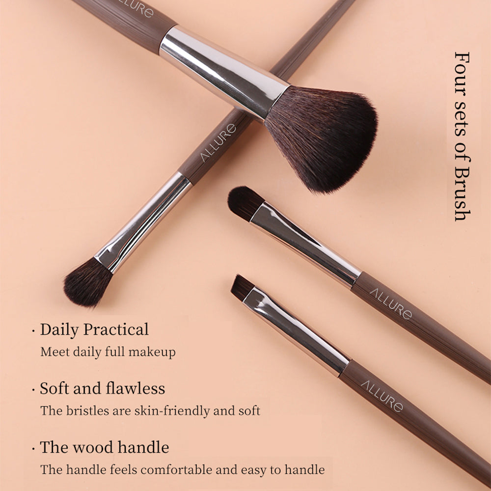 Allure Chocolate Brown Makeup Brush Set Of 4-4