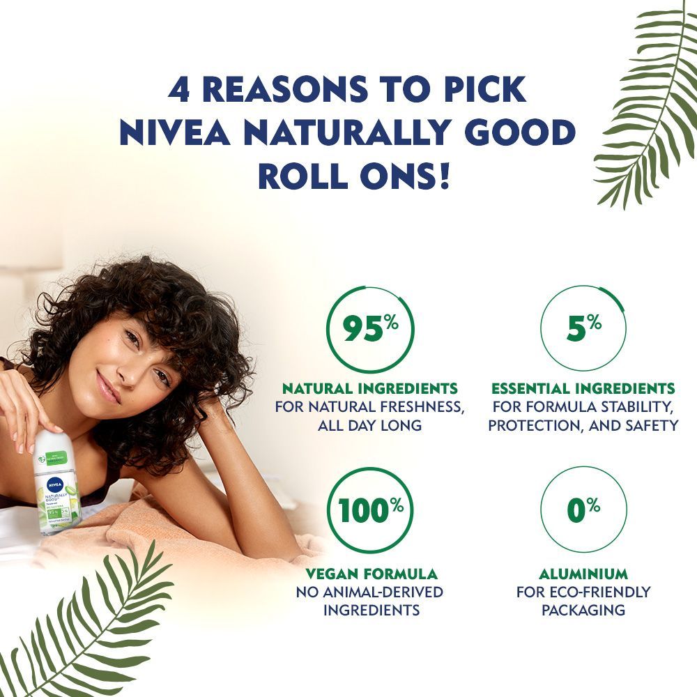 Nivea Naturally Good Deodorant Roll On,Bio Aloe Vera with Natural Fresh Skin Feel,Vegan Formula