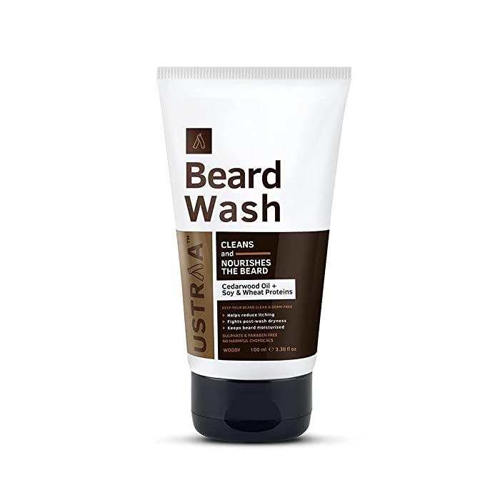 Ustraa Beard Wash Woody - 100 ml - Sulphate-FREE Beard Wash, Thick Foam, No Post-wash Dryness, Beard Shampoo for Germ-Free Beard