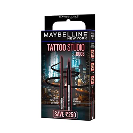 Maybelline Tattoo Studio Duos - Tattoo High Impact Liner & Tattoo Smokey Gel Eye Pencil - Eye Kit Combo