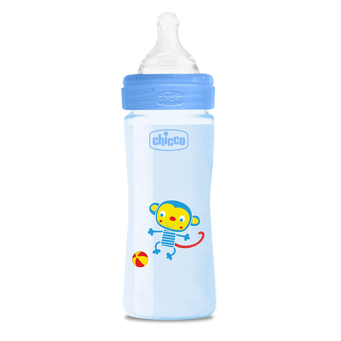 Chicco Well-Being Baby Coloured Feeding Milk Bottle for Babies Blue, 250 ml