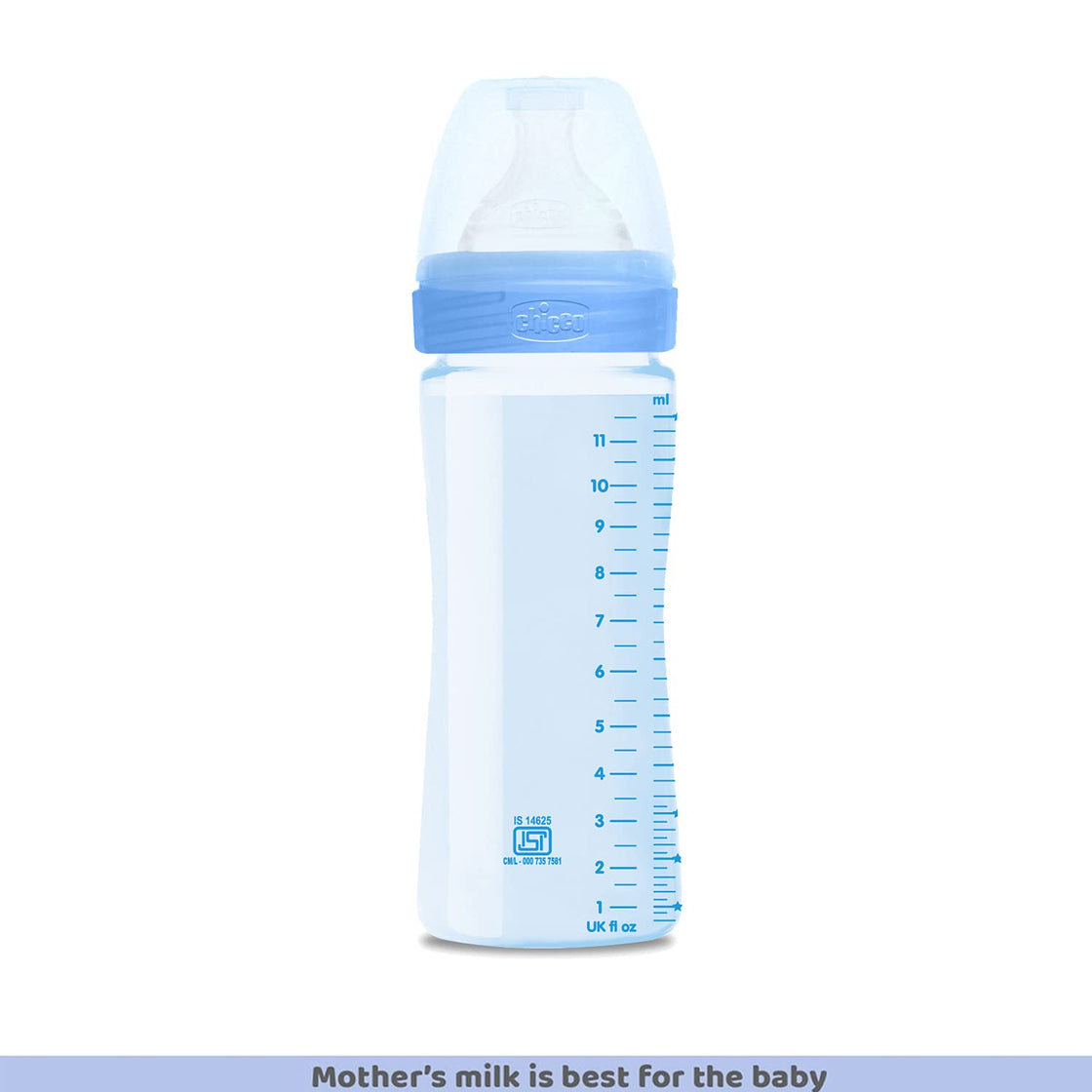 Chicco Well-Being Baby Coloured Feeding Bottle 330ml, Blue