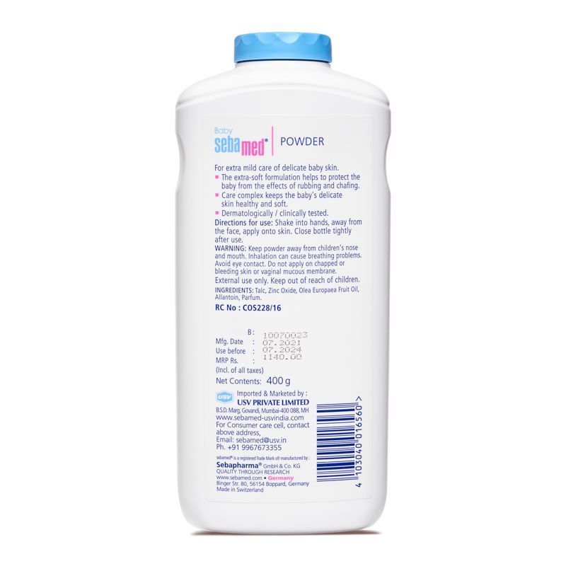 Sebamed Baby Powder, With Olive Oil And Allantoin, For Delicate Skin (400g)