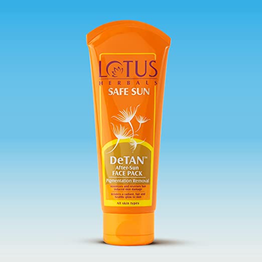 Lotus Herbals Safe Sun DeTan After-Sun Face Pack, reduces Sun Tan, Brightens Skin, 100g