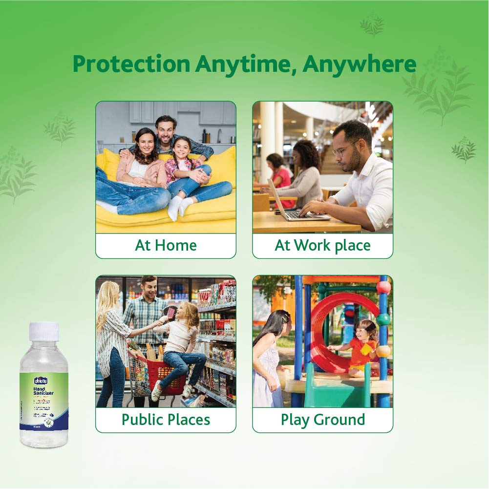 Chicco Neem Hand Sanitizer For Kids and Adults with Glycerin, 95% Alcohol Based, Kill 99.9% Germs (100ml)