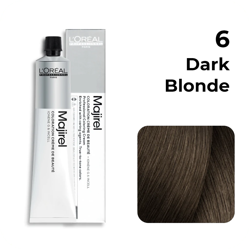 Loreal Professional Majirel Hair Color 6No.  Dark Blonde 2pcs + Oxydant Developer (890ML) + Allure Dye Brush