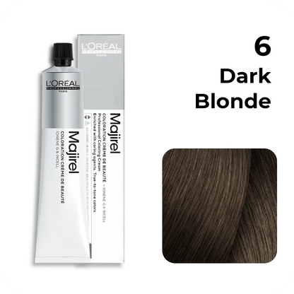 Loreal Professional Majirel Hair Color 6No.  Dark Blonde 2pcs + Oxydant Developer (890ML) + Allure Dye Brush