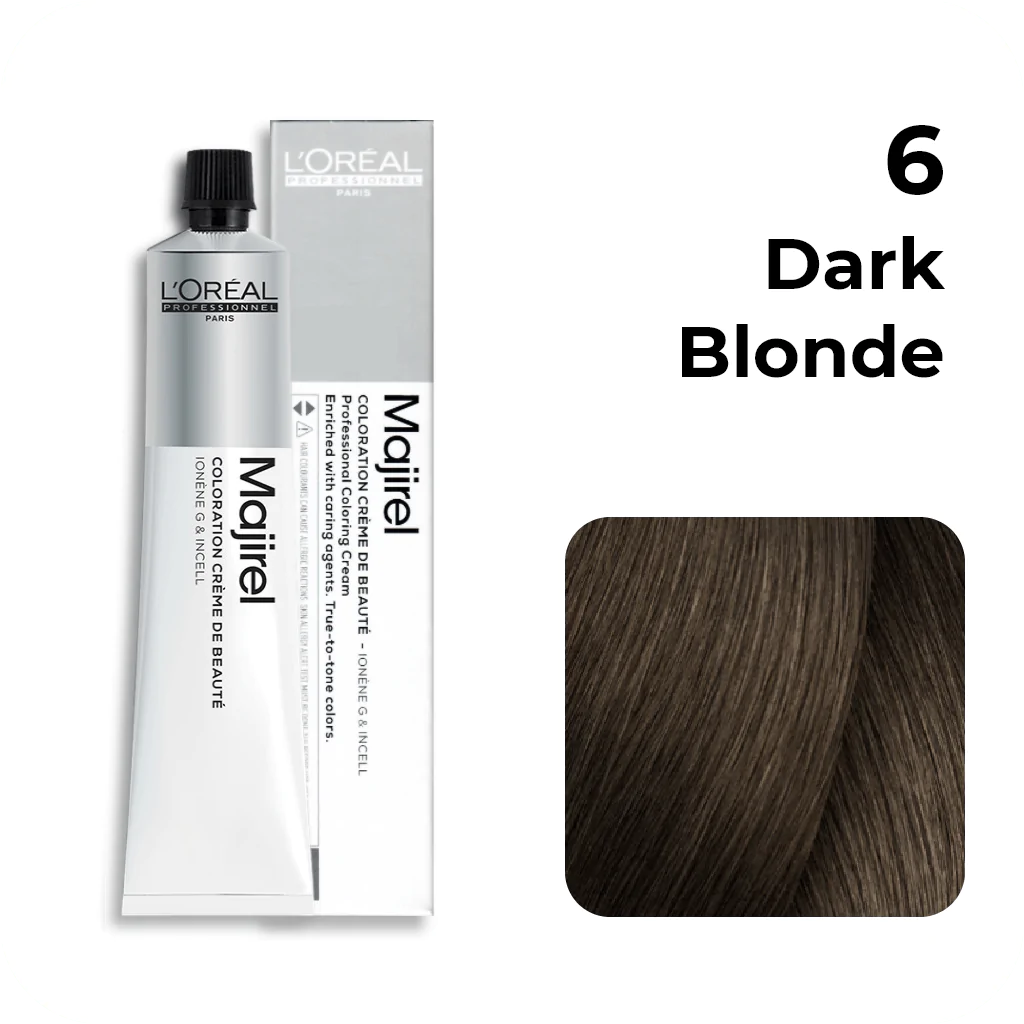 Loreal Professional Majirel Hair Color 6No.  Dark Blonde 2pcs + Oxydant Developer (1000ML) + Allure Dye Brush