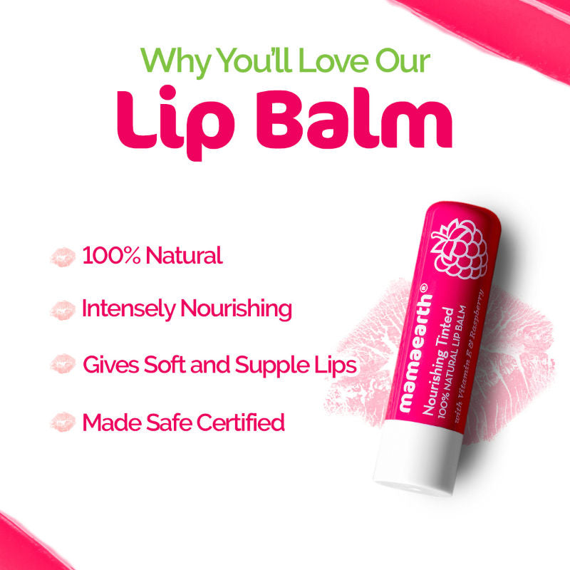Mamaearth Nourishing Tinted 100% Natural Lip Balm - Raspberry-2