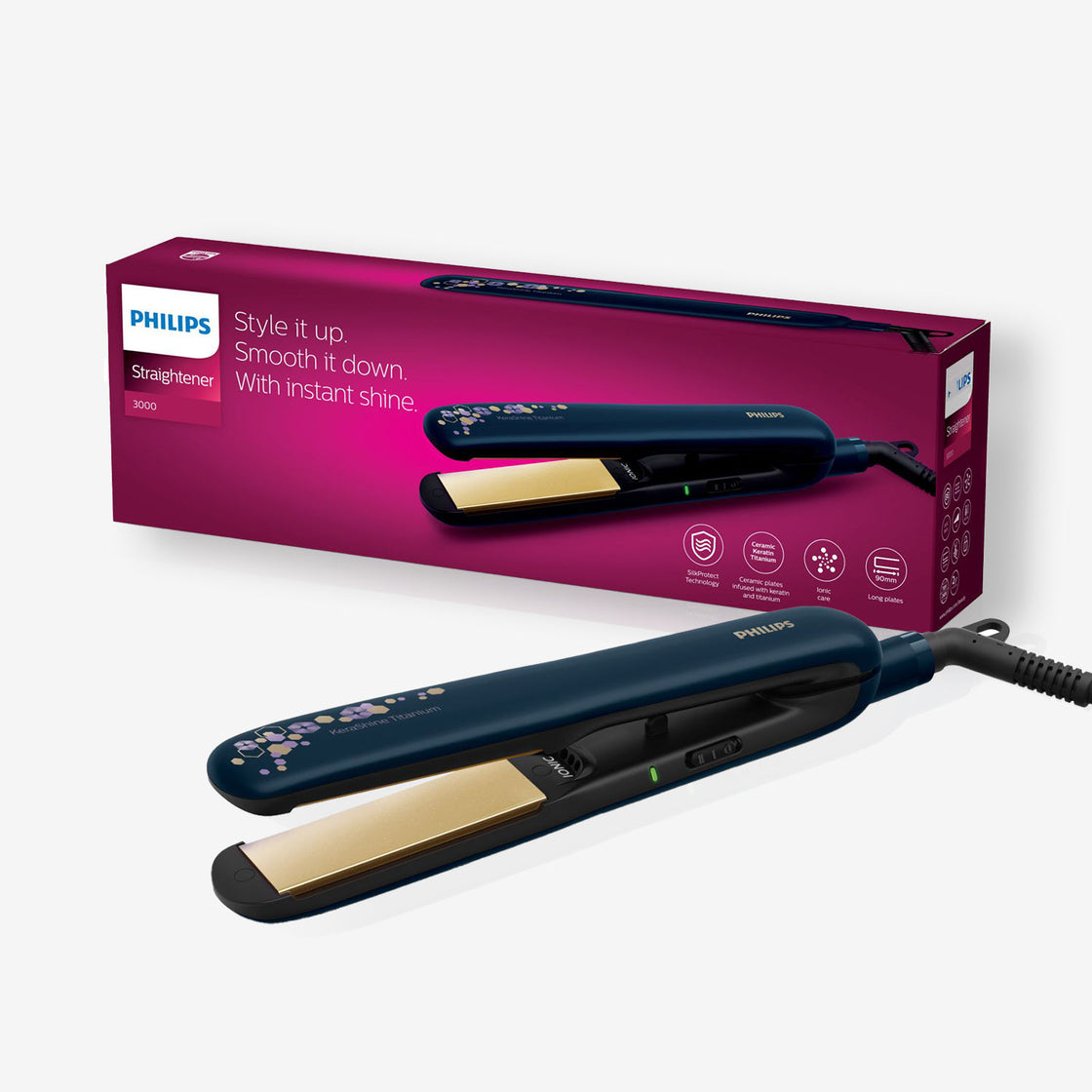 Philips Bhs397/00 Kerashine Titanium Straightener With Silkprotect Technology