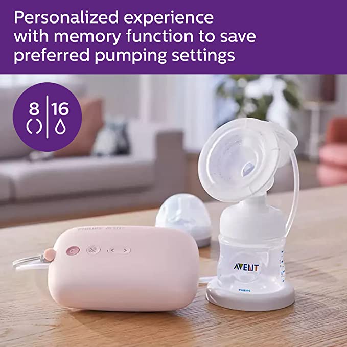 Philips Avent Electric Single Breast Pump Scf395/11, Personalised Experience, Flexible Silicone Cushion, Bottle, Natural Motion Technology, Quiet Motor, Pink, White-4