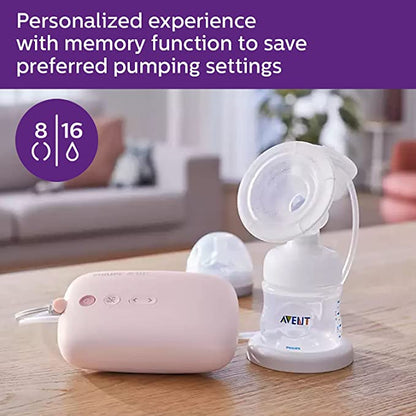 Philips Avent Electric Single Breast Pump Scf395/11, Personalised Experience, Flexible Silicone Cushion, Bottle, Natural Motion Technology, Quiet Motor, Pink, White-4