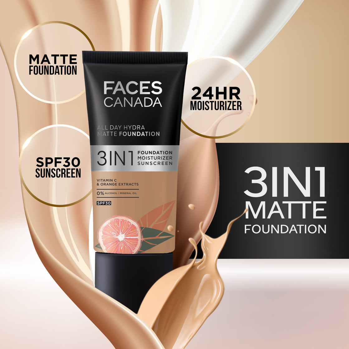 Faces Canada 3 In 1 All Day Hydra Matte Foundation  25 Ml-2