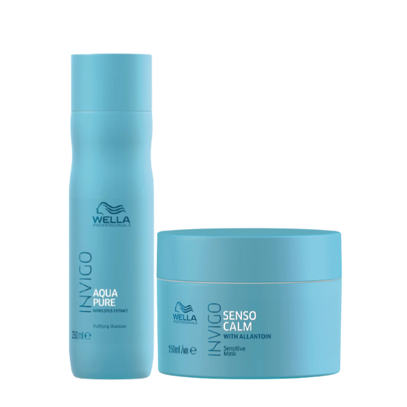 Wella Professionals INVIGO Balance Aqua Pure Purifying Shampoo (250ml) and Senso Calm Sensitive Mask (150ml) Combo Pack of 2
