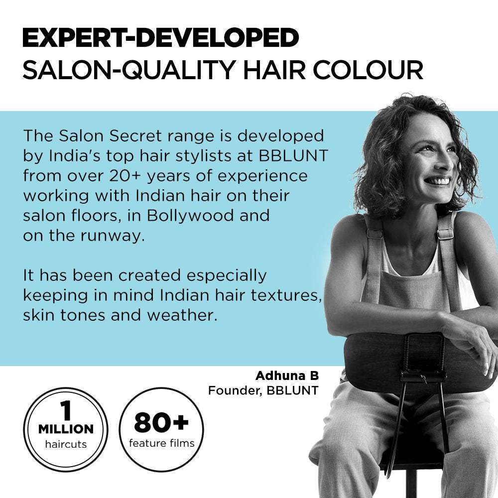 Bblunt Salon Secret High Shine Creme Hair Colour Chocolate Dark Brown 3, No Ammonia (100Gm+8Ml)-4