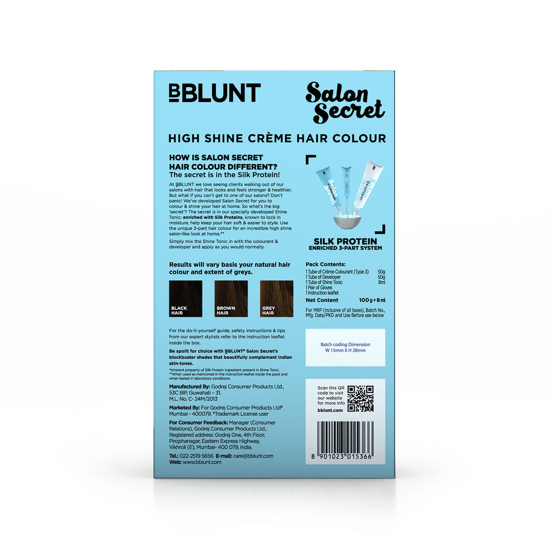 Bblunt Salon Secret High Shine Creme Hair Colour - Honey Light Golden Brown 5,32, No Ammonia (100Gm+8Ml)-2