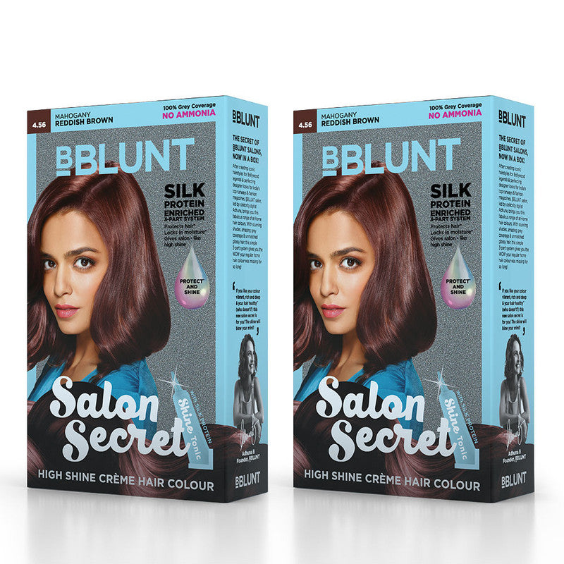 Bblunt Salon Secret High Shine Creme Hair Colour Mahogany Reddish Brown - Pack Of 2