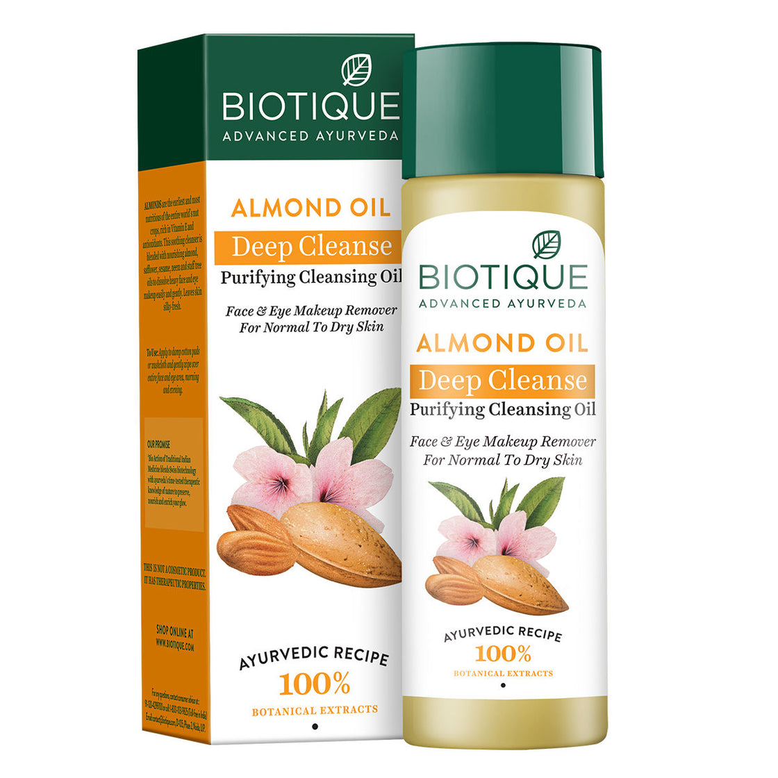 Biotique Bio Almond Oil Deep Cleanse Purifying Cleansing Oil Face & Eye Makeup Remover (120Ml)