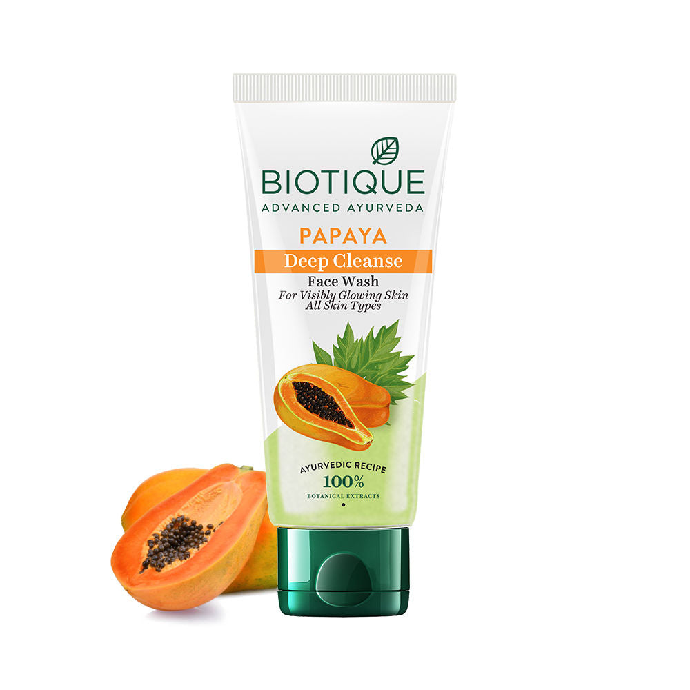 Biotique Bio Papaya Deep Cleanse Visibly Glowing Skin Face Wash For All Skin Types (100Ml)