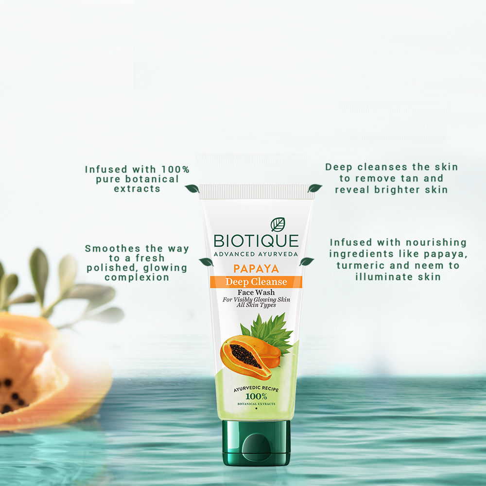 Biotique Bio Papaya Deep Cleanse Visibly Glowing Skin Face Wash For All Skin Types (100Ml)-4