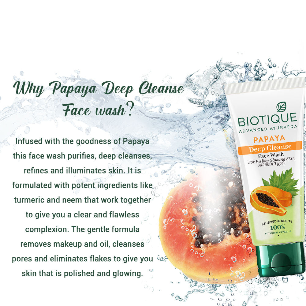 Biotique Bio Papaya Deep Cleanse Visibly Glowing Skin Face Wash For All Skin Types (100Ml)-5