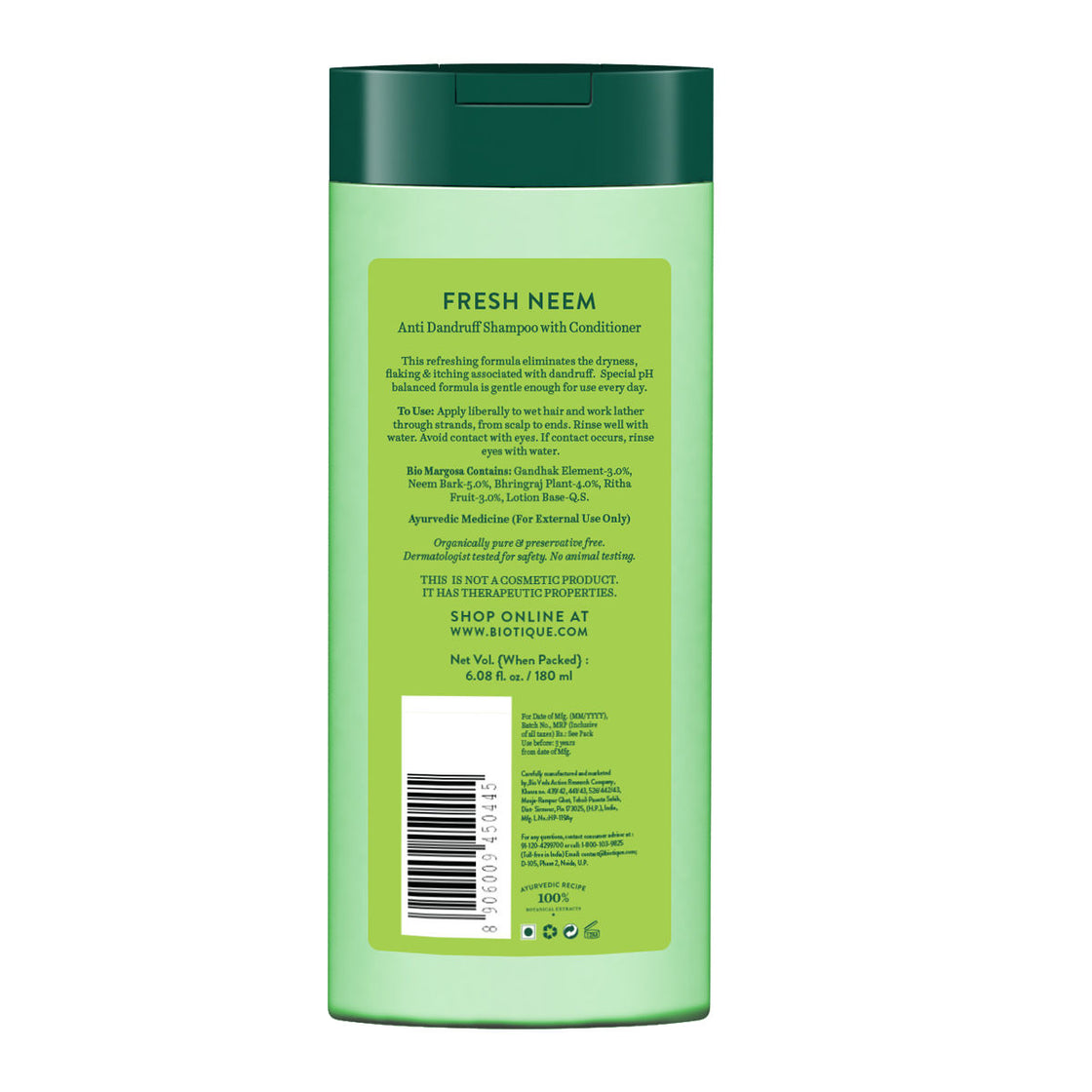 Biotique Fresh Neem Anti-Dandruff Shampoo With Conditioner (180Ml)-2