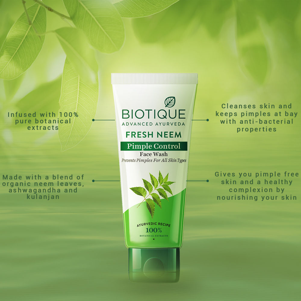 Biotique Fresh Neem Purifying Face Wash Prevents Pimples For All Skin Types (Pimple Control) (50Ml)-4